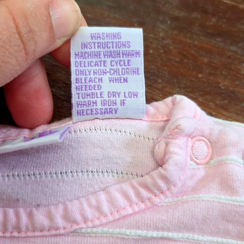 Vintage Baby Beginnings Pink‎ Striped Teddy Bear Footed Sleeper Preemie  Y2K